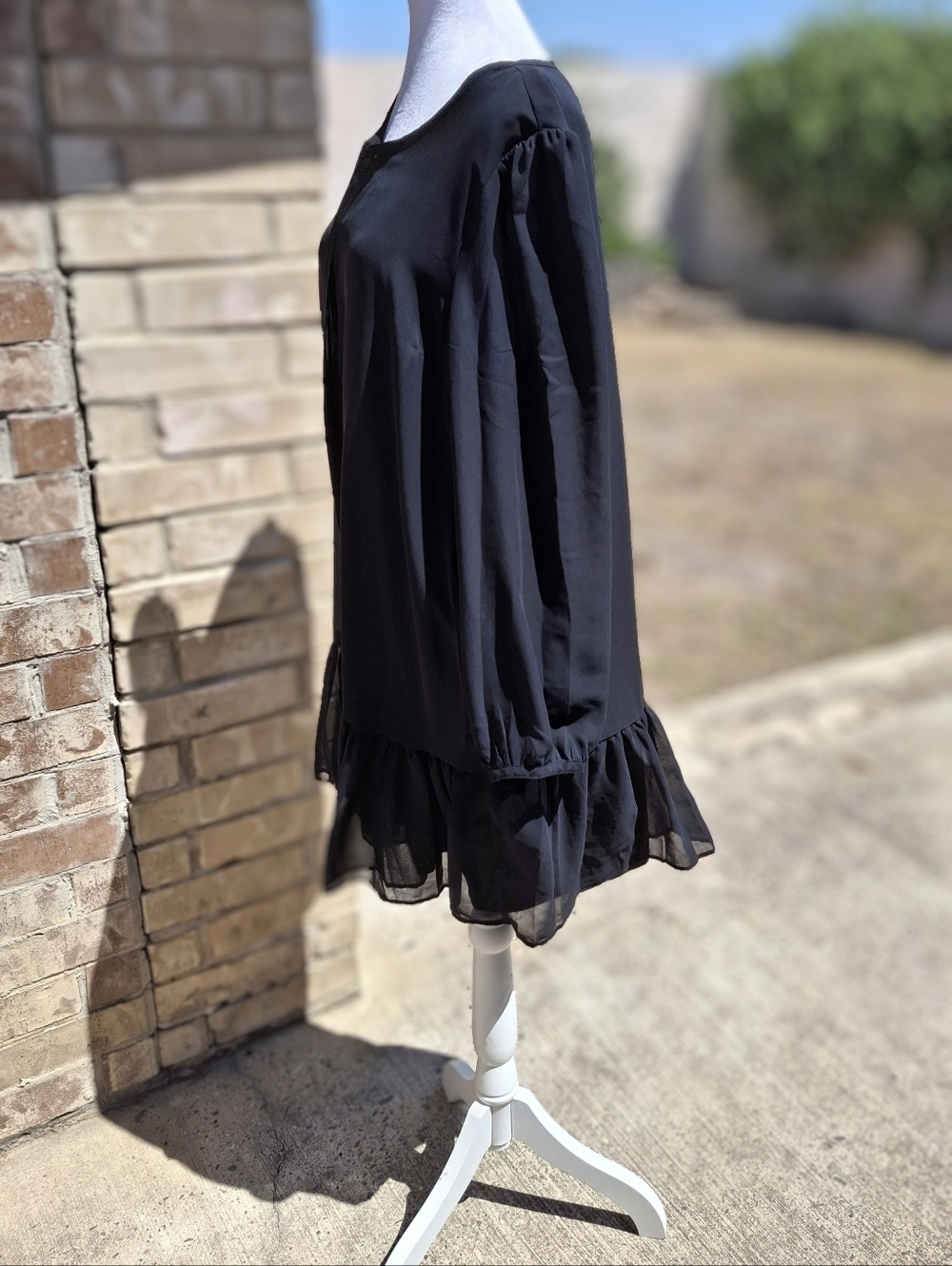 Draper James Long Sleeve Flounce Ruffle Tier Black Dress   Women Size Medium - Picture 8 of 15
